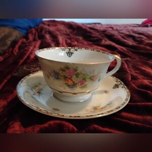 Floral Porcelain Teacup and Saucer Set